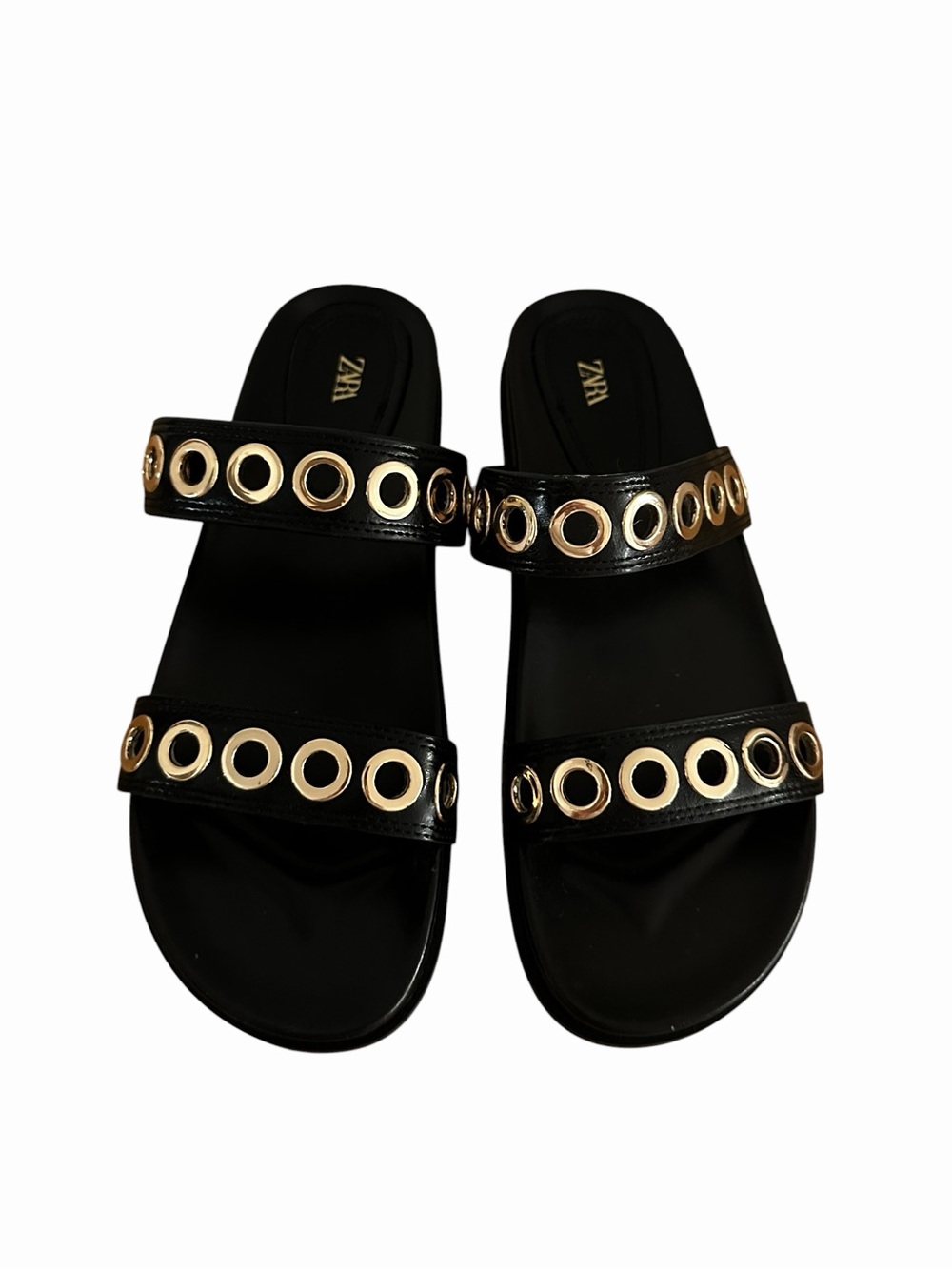 Black Zara Sandals with Gold Hardware